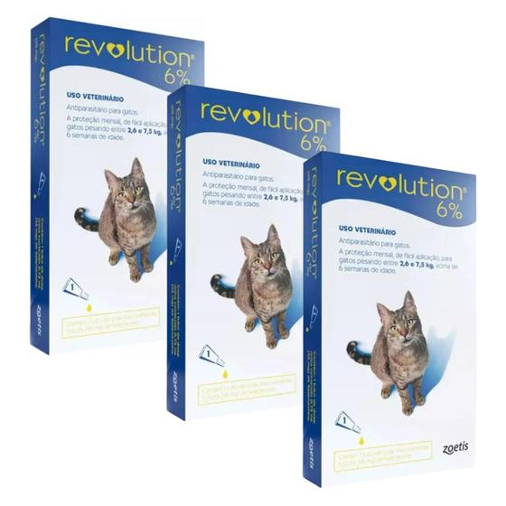 Imagem de Kit 3x Revolution Para Gatos De 2,6kg A 7,5kg Antipulgas Original