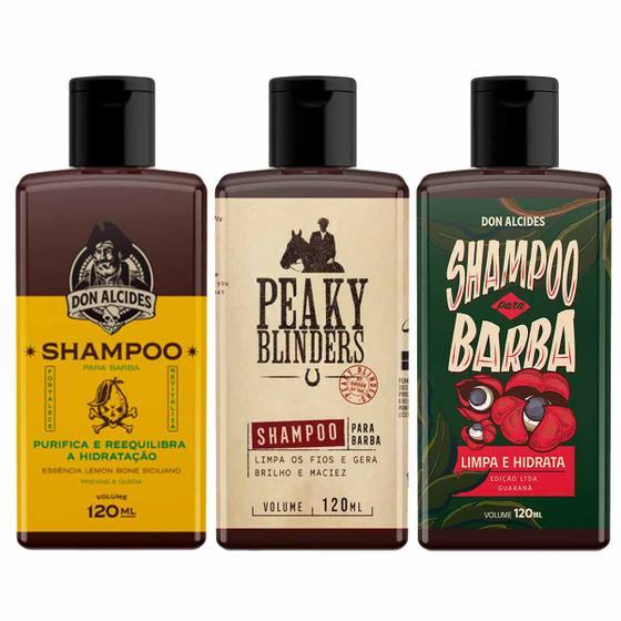 Imagem de Kit 3x Shampoo Para Barba Lemon Peaky e Guaraná Don Alcides