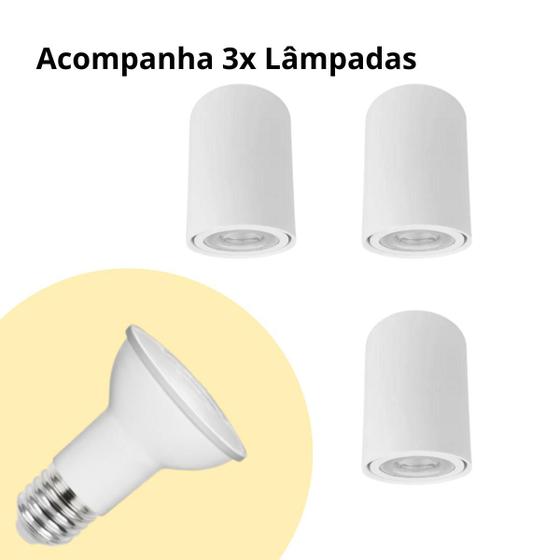 Imagem de Kit 3x Spot Duplo 2290HCD Direcionável 2xGu10 P/Par16 Dicroica Redondo Branco + Lâmpada