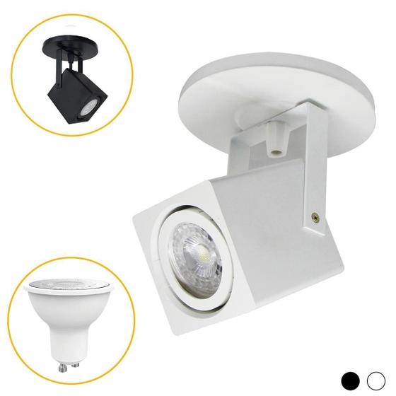 Imagem de Kit 3x Spot Plafon Sobrepor Box Quadrado GU10 Com Canopla + Lâmpada Luz Led MR16