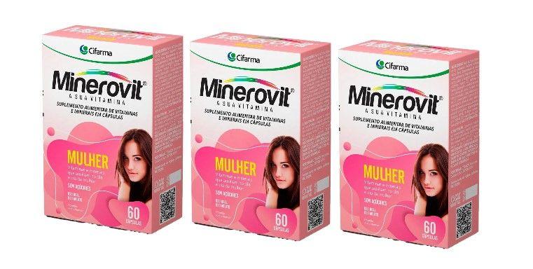 Imagem de Kit 3x Suplemento Minerovit Mulher 60 Cápsulas - Cifarma