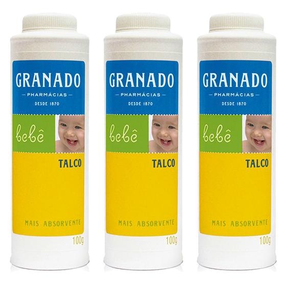 Imagem de kit 3x talco tradicional granado pós banho seu bebê mais cheiroso e livre de assaduras 100g