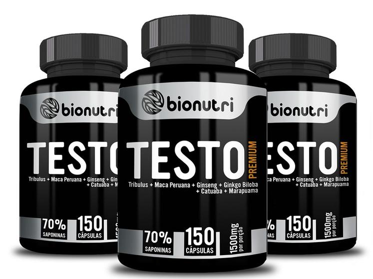 Imagem de Kit 3x Testo Premium 150 Cápsulas Bionutri - Força e Desempenho