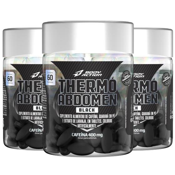 Imagem de Kit 3x Thermo Abdomen Black 60 Comp - Bodyaction