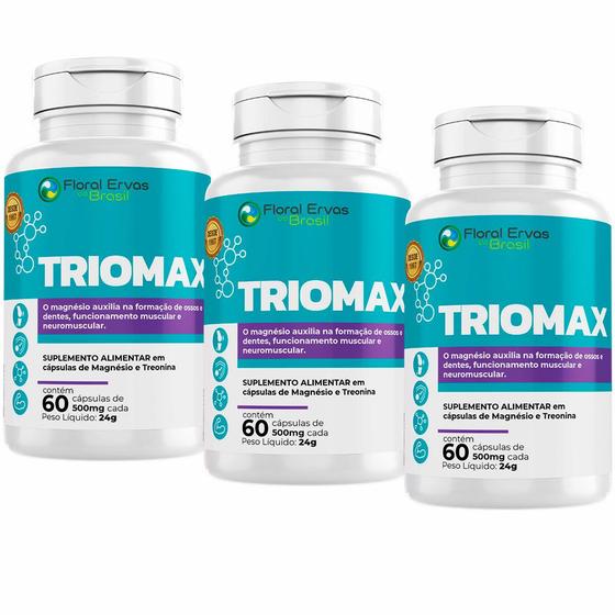 Imagem de Kit 3x Triomax Treonato - (60 Capsulas cada) - Floral Ervas do Brasil