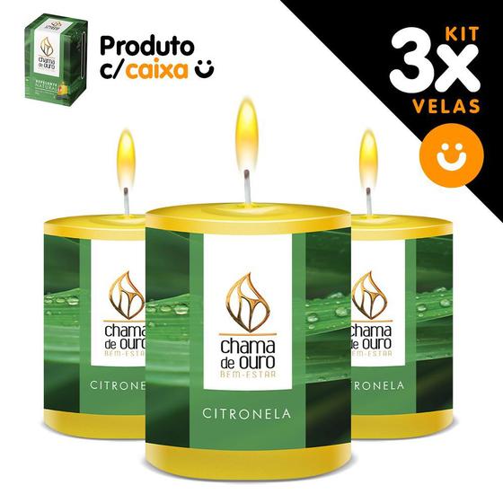 Imagem de Kit 3x Vela Repelente Natural Citronela 60g Repele Moscas