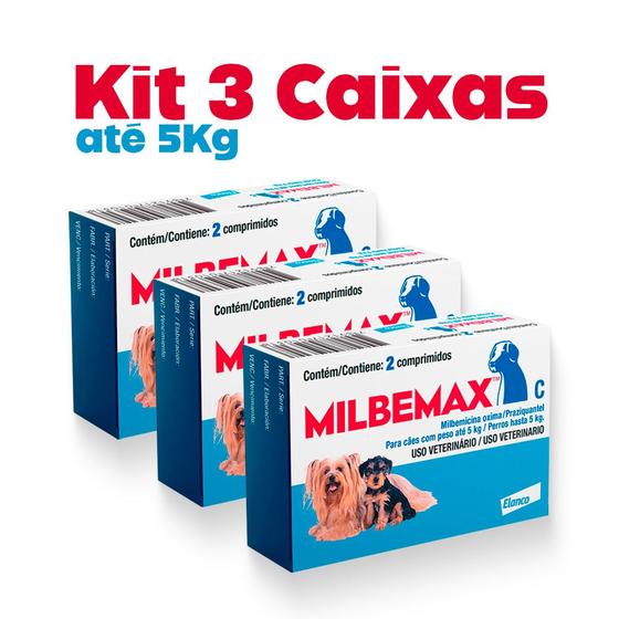 Imagem de Kit 3x Vermifugo Milbemax para Cães até 5Kg  Elanco