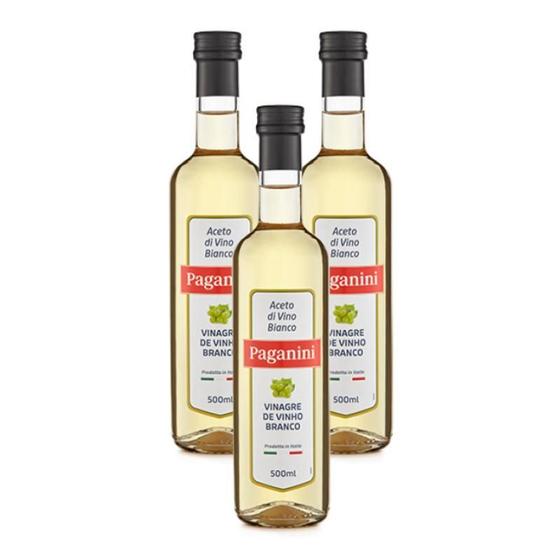 Imagem de Kit 3X: Vinagre De Vinho Branco Italiano Paganini 500Ml