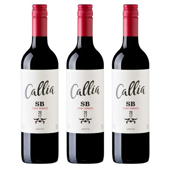 Imagem de Kit 3x Vinhos Tintos Argentinos Callia Syrah Bonarda