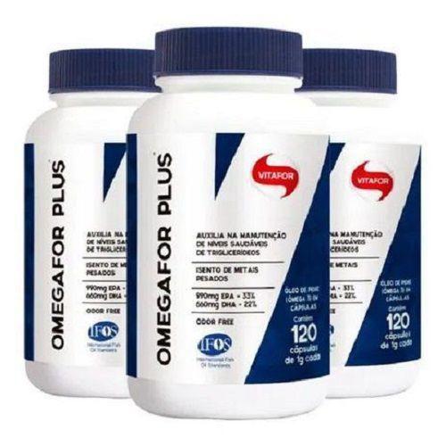 Kit 3x Vitafor Omegafor Plus 120 Cáps Ômega 3 Ultra Concentrado Ômega 3 / Óleo de Peixe