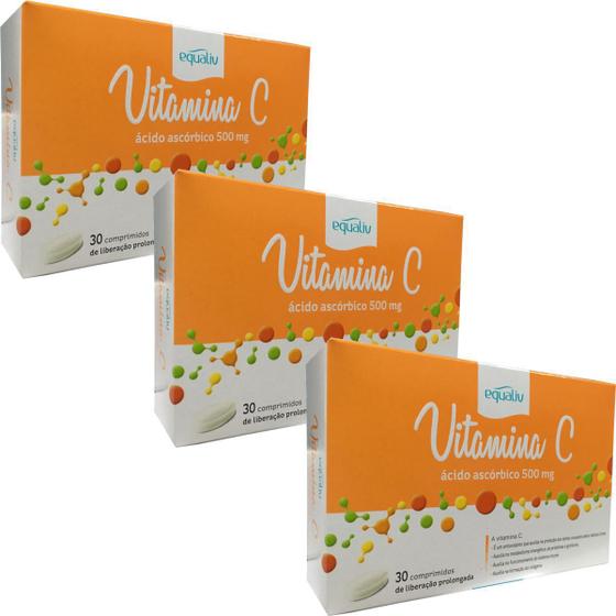 Imagem de Kit 3x Vitamina C 500 Mg Equaliv 30 Cápsulas Ação Prolongada
