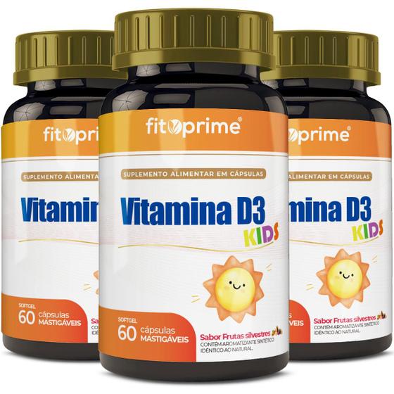 Imagem de Kit 3x Vitamina D3 Kids 60 Cápsulas Mastigáveis Frutas Silvestres