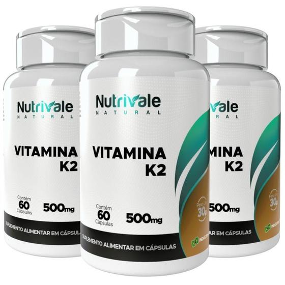 Imagem de Kit 3X Vitamina K2 Mk-7 60 Cápsulas - Nutrivale