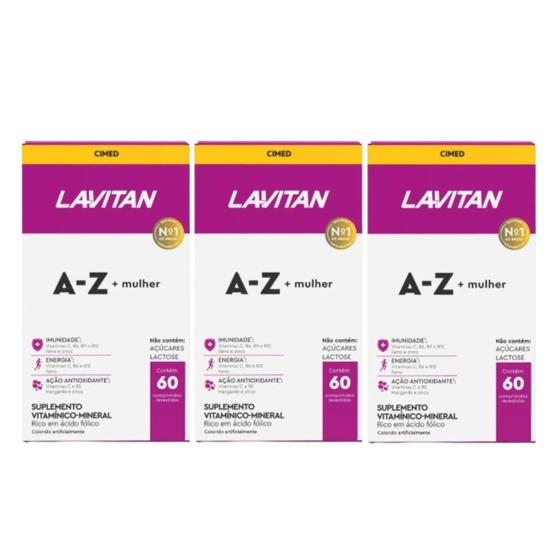 Imagem de Kit 3x Vitamina Lavitan A-Z Mulher 60 Comprimidos - CIMED