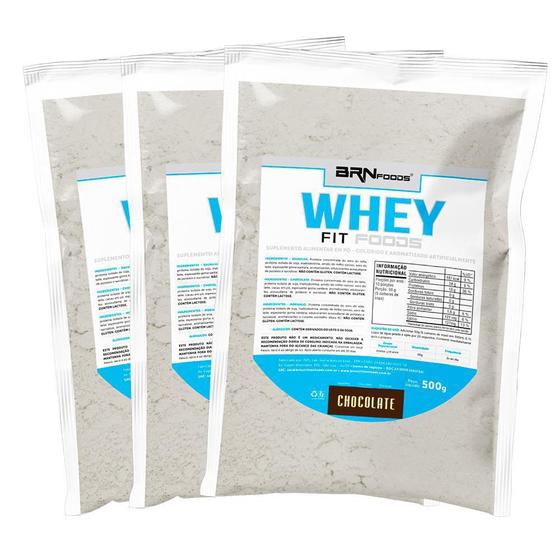 Imagem de Kit 3X Whey Fit Foods 500G Chocolate - Brn Foods