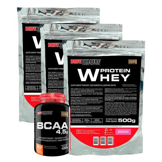 Imagem de Kit 3X Whey Protein 500G+ Bcaa 100G Tangerina