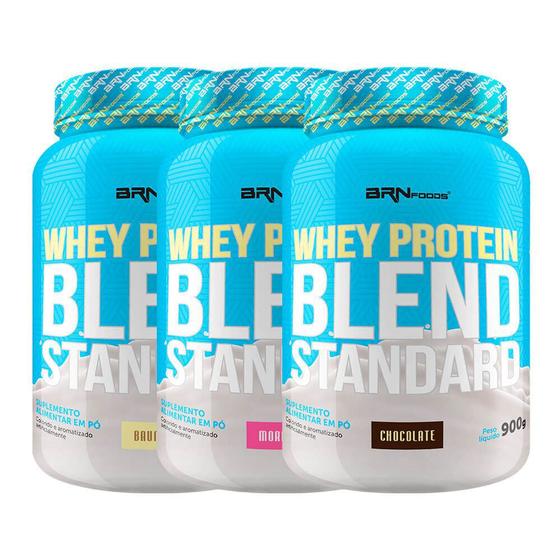 Kit 3x Whey Protein Blend Standard 900g BRN Foods wey/wey Whey
