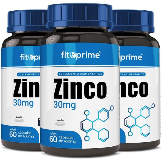 Imagem de Kit 3x Zinco 30mg Fitoprime 60 Cápsulas