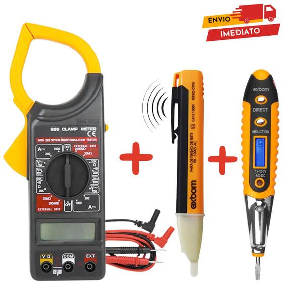 Kit 3x1 Caneta Detector tensão + Amperímetro Digital Alicate + Chave Teste de Corrente e Voltagem é boa?