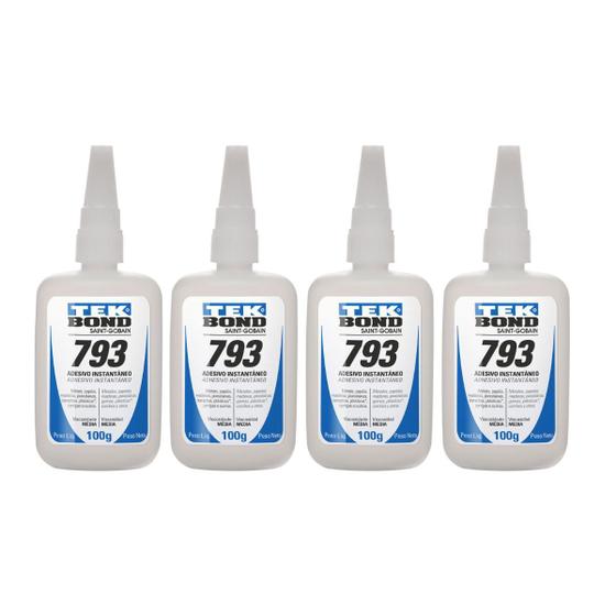 Imagem de Kit 4 Adesivo Cola Instantâneo 793 100g Tek Bond