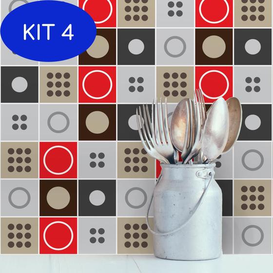 Imagem de Kit 4 Adesivo de Azulejo Moderno 10x10 cm com 50un