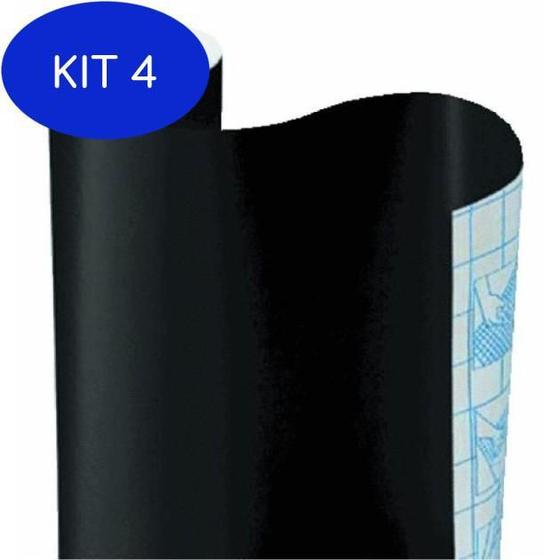 Imagem de Kit 4 Adesivo Lousa Quadro Negro, Preto Fosco, 200 x 50 cm e