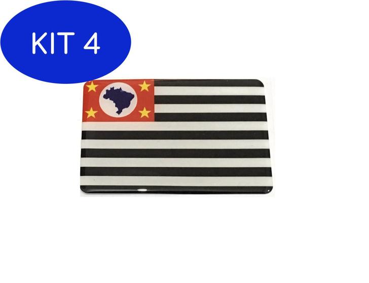 Imagem de Kit 4 Adesivo resinado da bandeira do estado de são paulo 9x6 cm