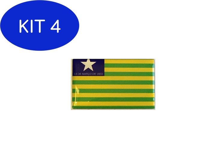 Imagem de Kit 4 Adesivo Resinado Da Bandeira Do Piauí 9X6 Cm