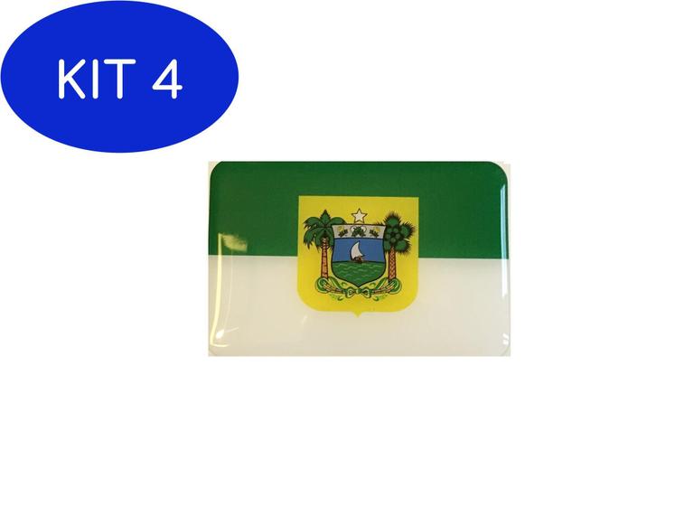 Imagem de Kit 4 Adesivo Resinado Da Bandeira Do Rio Grande Do Norte 9X6 Cm
