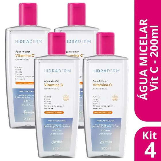 Imagem de Kit 4 Água Micelar 5 Em 1 Com Vitamina C 200ml - Hidraderm