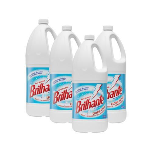 Kit 4 Água Sanitária Brilhante Cloro Ativo Sem Perfume 2l Menor preço em Kit 4 Água Sanitária Brilhante Cloro Ativo Sem Perfume 2l