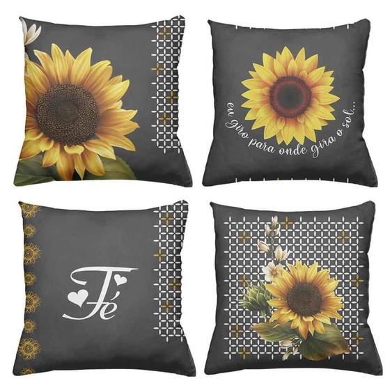 Imagem de Kit 4 Almofadas Cheias Decorativas 40 x 40 Girasol