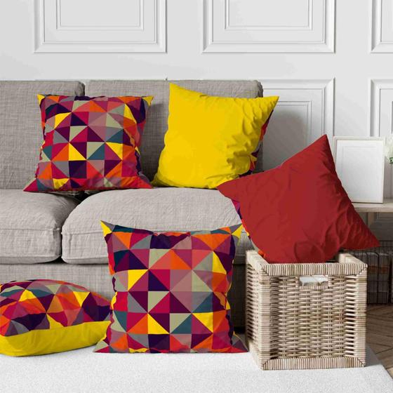 Imagem de Kit 4 Almofadas Decorativa COM ENCHIMENTO Escandinavo Triângulo Vermelho