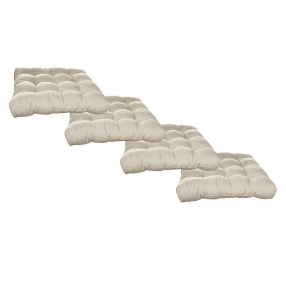 Kit 4 Almofadas Decorativa Futon Assento De Cadeira Sofa Pallet Banco Bege Cheia Confortavel Macio C/ Fitas De Amarrar 40x40CM Menor preço em Kit 4 Almofadas Decorativa Futon Assento De Cadeira Sofa Pallet Banco Bege Cheia Confortavel Macio C/ Fitas De Amarrar 40x40CM