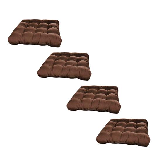 Menor preço em Kit 4 Almofadas Decorativa Futon Assento De Cadeira Sofa Pallet Banco Marrom Cheia Confortavel Macio C/ Fitas De Amarrar 40x40CM