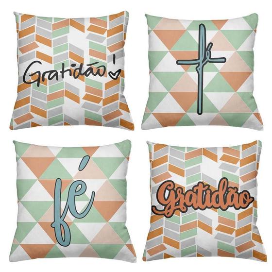 Imagem de Kit 4 Almofadas Decorativas Cheias 40x40cm GeoGratidão