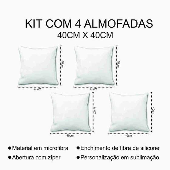 Imagem de Kit 4 Almofadas Decorativas Cheias 40x40cm Kombi