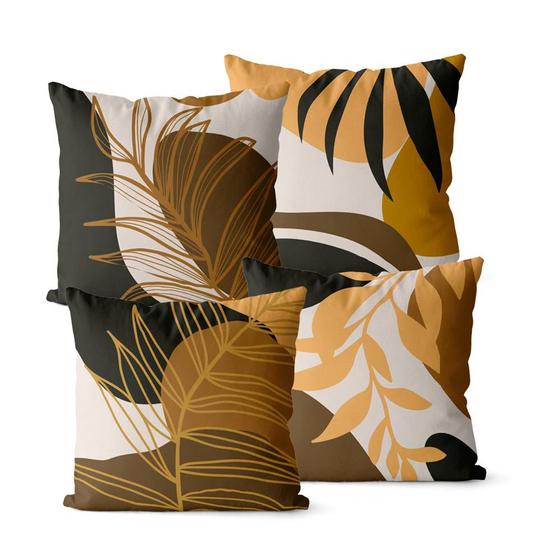 Kit 4 Almofadas Decorativas Floral Tons Terroso 45x45 Menor preço em Kit 4 Almofadas Decorativas Floral Tons Terroso 45x45