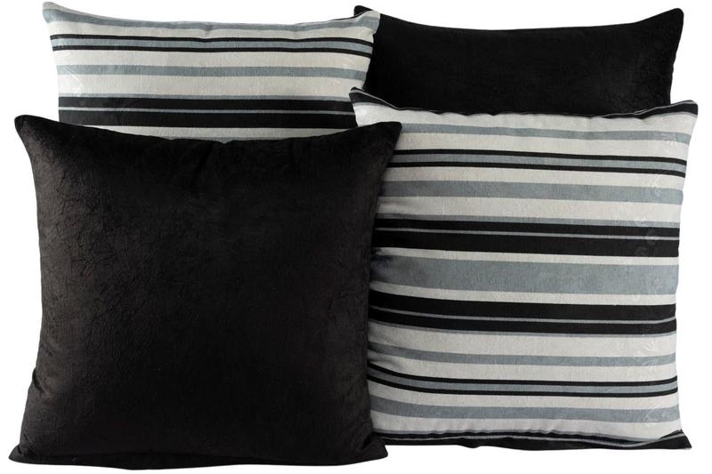 Imagem de Kit 4 Almofadas Decorativas Para Sofá Estampa Preto Listrado