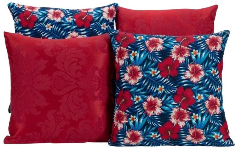 Imagem de Kit 4 Almofadas Decorativas Para Sofá Vermelho Com ul