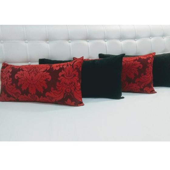 Imagem de Kit 4 Almofadas Decorativas Retangular Sued Jacquard Cheias