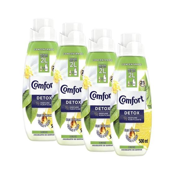 Kit 4 Amaciantes Comfort Concentrado Detox Intense 500ml Menor preço em Kit 4 Amaciantes Comfort Concentrado Detox Intense 500ml