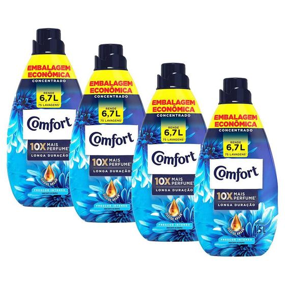 Kit 4 Amaciantes Concentrados Comfort Frescor Intenso 1,5L Menor preço em Kit 4 Amaciantes Concentrados Comfort Frescor Intenso 1,5L