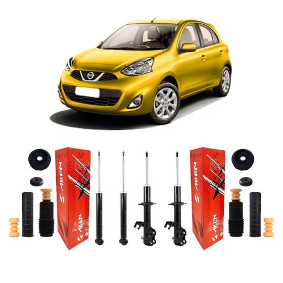 Imagem de Kit 4 Amortecedores + Kit Suspensão Nissan March 2012-2014