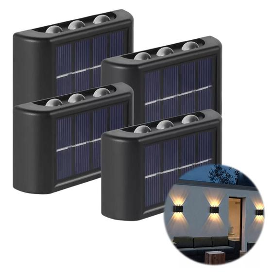 Imagem de Kit 4 Arandela 6 Leds Meia Lua Luz Potente Solar Fotocélula