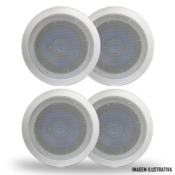 Kit 4 Arandelas Redonda Teto Com Alto Falante Hurricane TRIAK 6" Polegadas - Som Ambiente Gesso Menor preço em Kit 4 Arandelas Redonda Teto Com Alto Falante Hurricane TRIAK 6" Polegadas - Som Ambiente Gesso