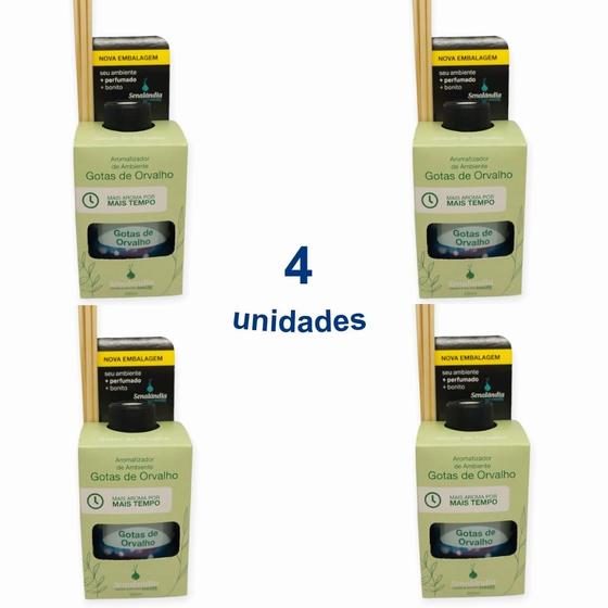 Imagem de Kit 4 Aromatizador Ambiente de Gotas de Orvalho 280ml Difusor Vareta Senalândia - Envio Já