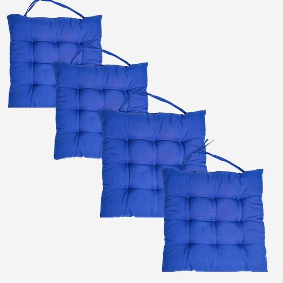 Imagem de Kit 4 Assentos Futton 40x40cm C/Fitas Para Amarrar Diversar Cores Futon Para Cadeiras Banquetas Almofadas 