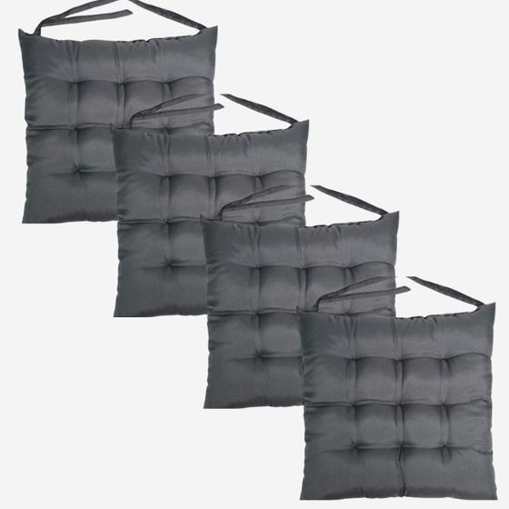 Imagem de Kit 4 Assentos Futton C/Cordinhas Para Amarrar Confortável Diversas Cores Futon Decoração Para Cadeiras Banquetas Piquenique