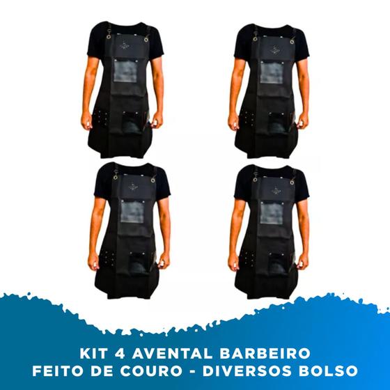 Imagem de Kit 4 Avental Barbeiro Cabelereiro Profissional Couro